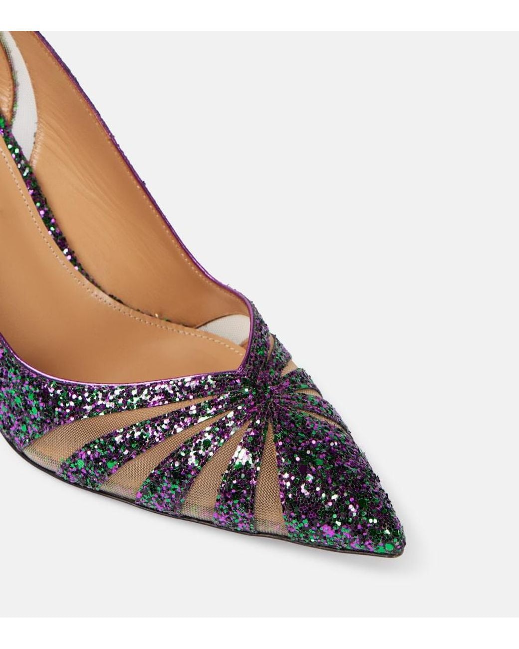 Aquazzura Blue Spy75 Glitter Mesh Pumps