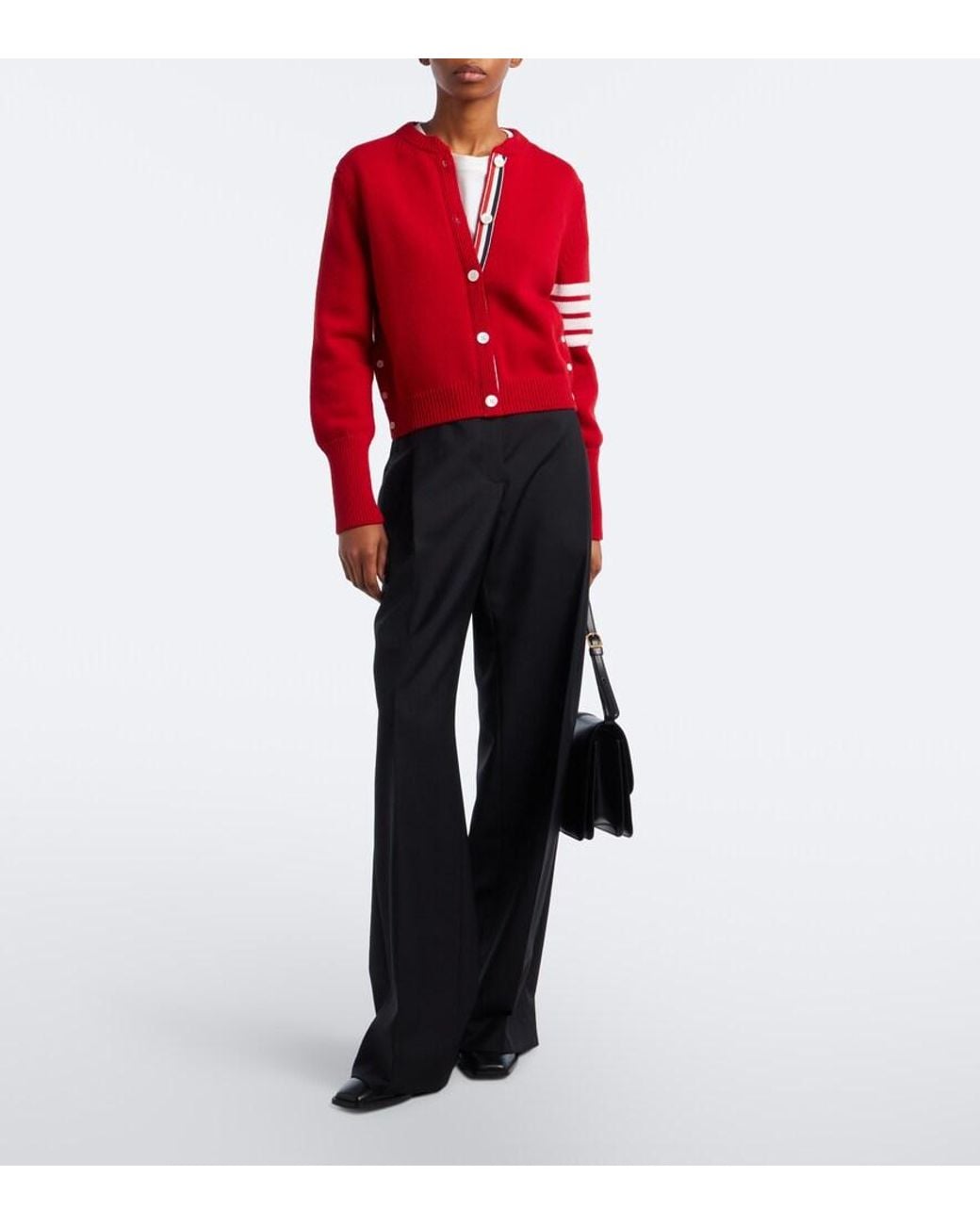 Thom Browne Red 4-Bar Wool Cardigan
