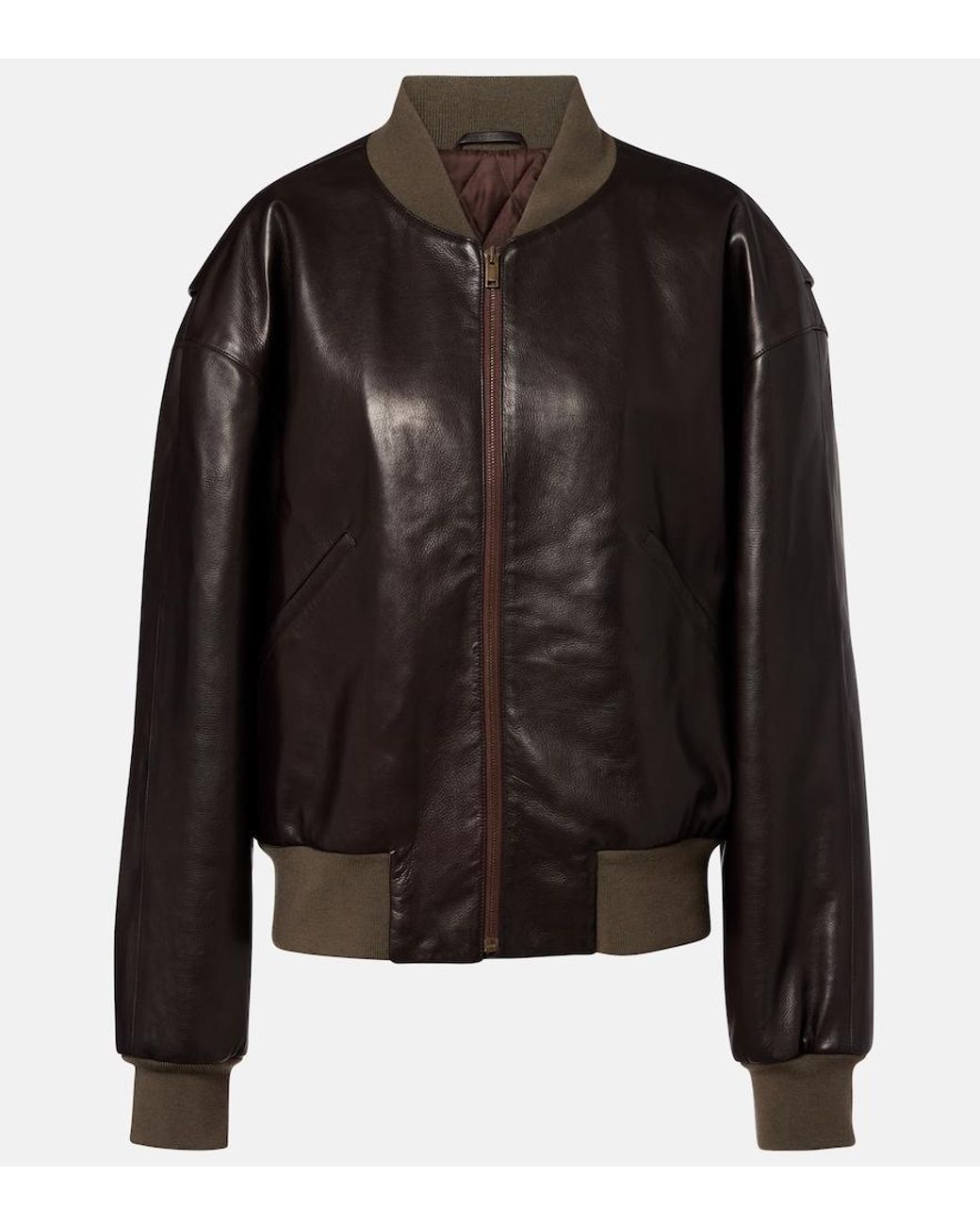 The Row Black Morisel Leather Bomber Jacket