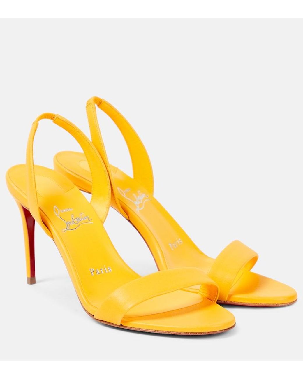 Christian Louboutin Yellow O Marylin 100 Leather Slingback Sandals