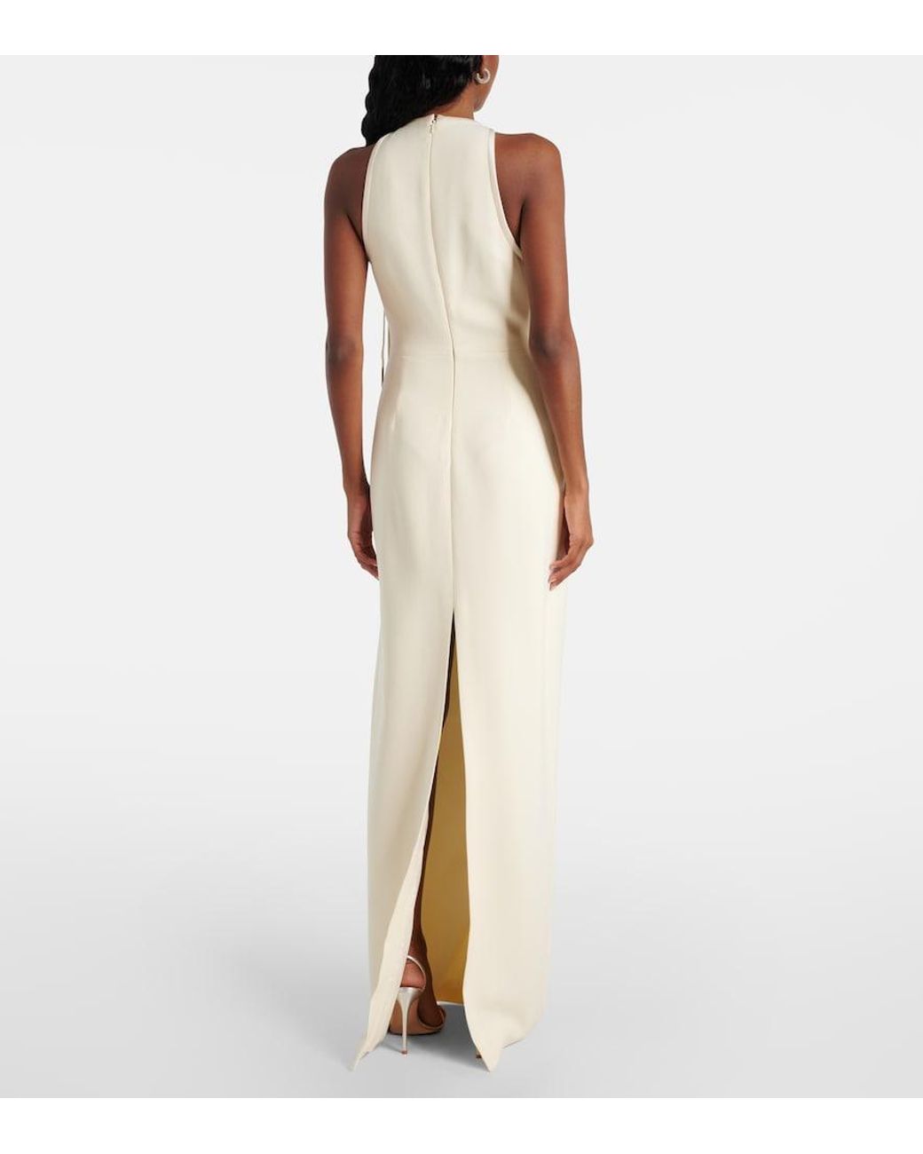 David Koma White Chain-Trimmed Crepe Gown