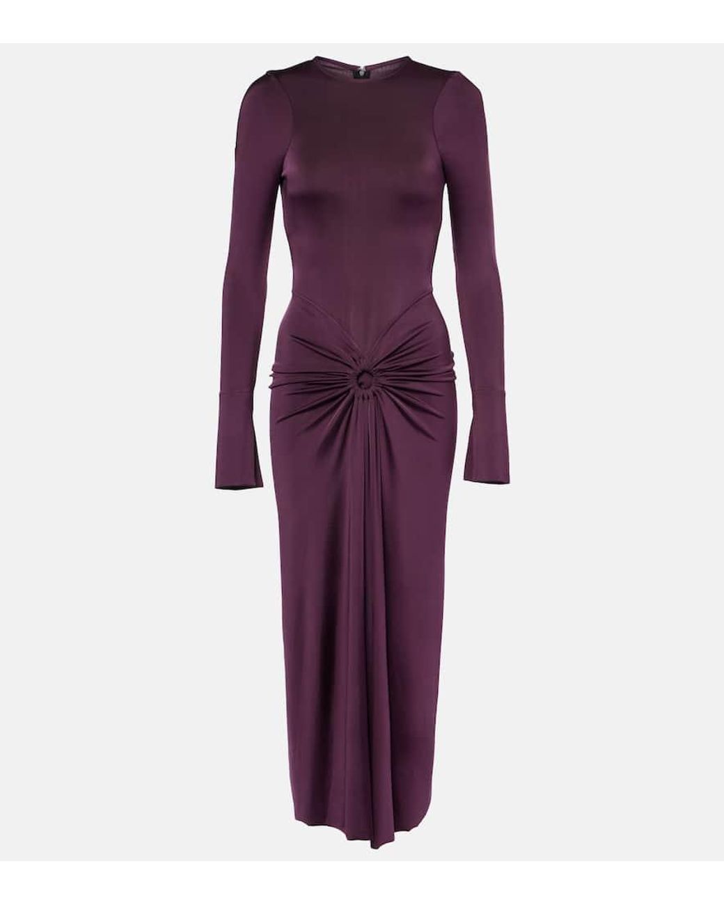 Victoria Beckham Gathered Jersey Midi Dress in Purple | Lyst Australia