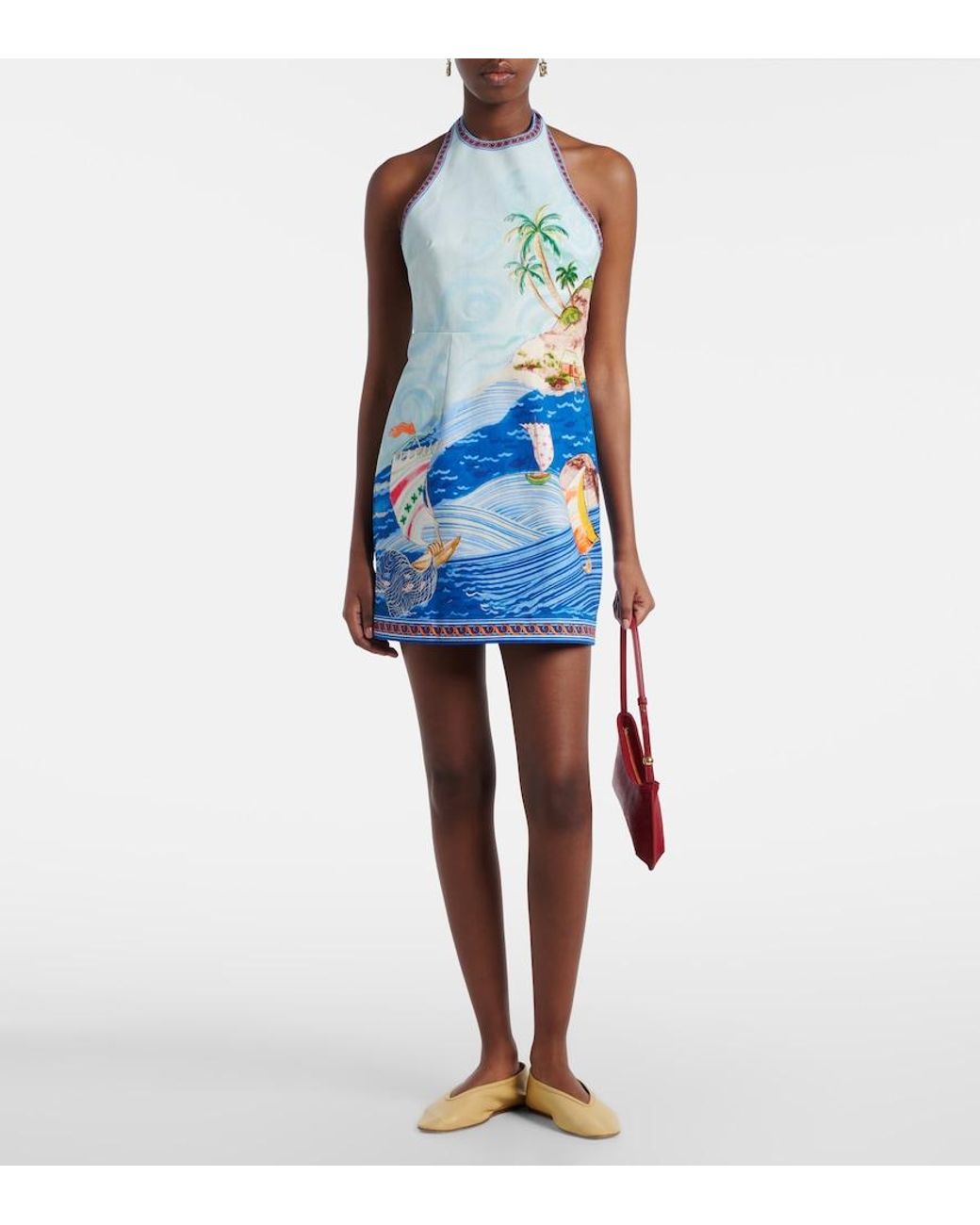 ALÉMAIS Blue Island Printed Cotton Minidress
