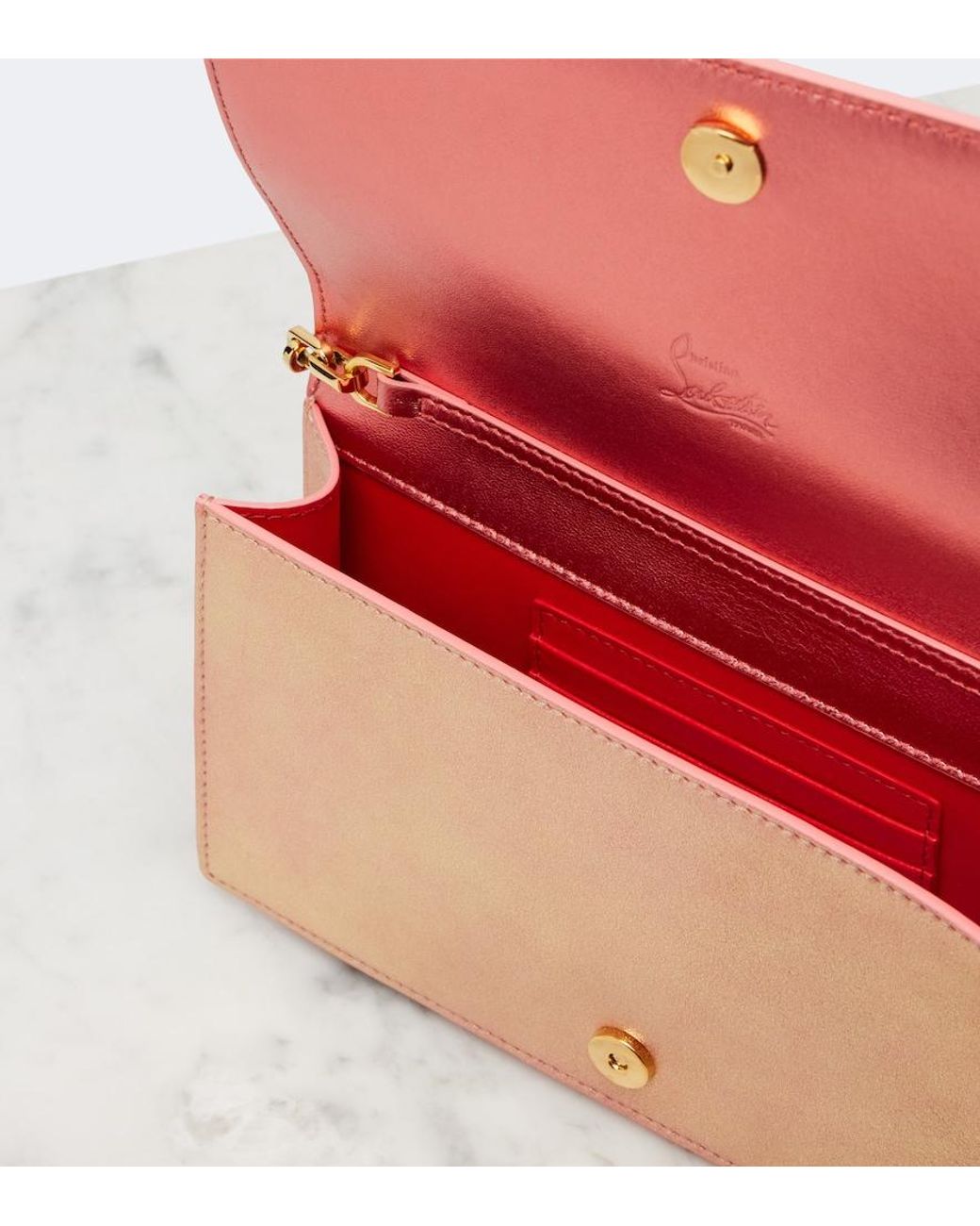 Christian Louboutin Red Bettina Embellished Leather Clutch