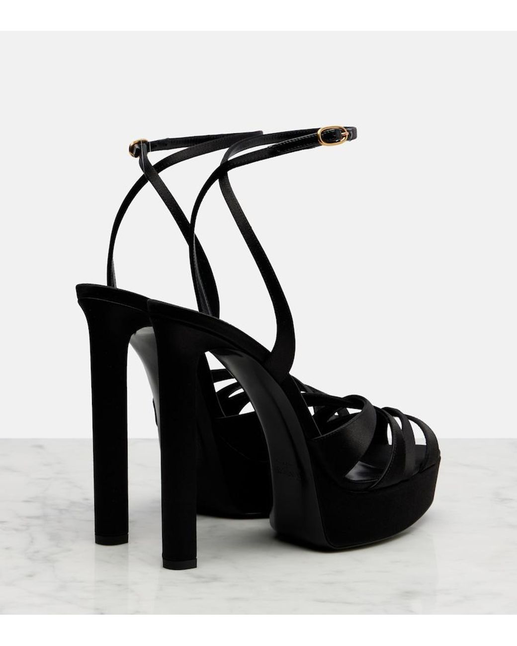 Saint Laurent Black Chandelle Crepe Satin Sandals