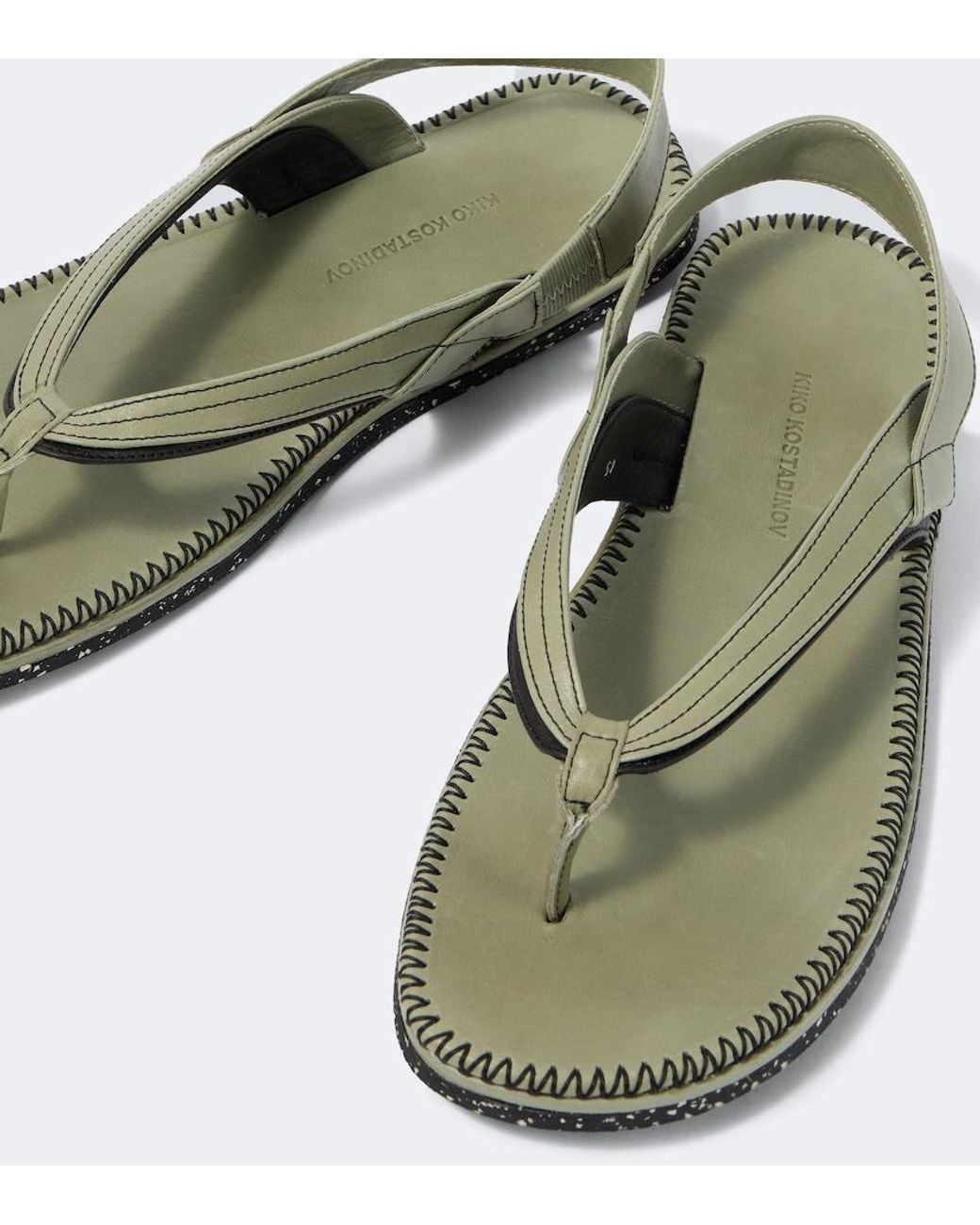 Kiko Kostadinov Green Andras Leather Thong Sandals for men