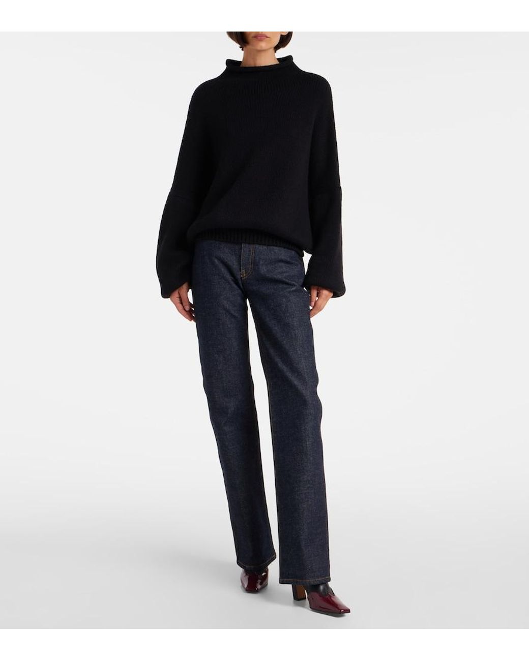 Khaite Blue Danielle High-Rise Straight Jeans