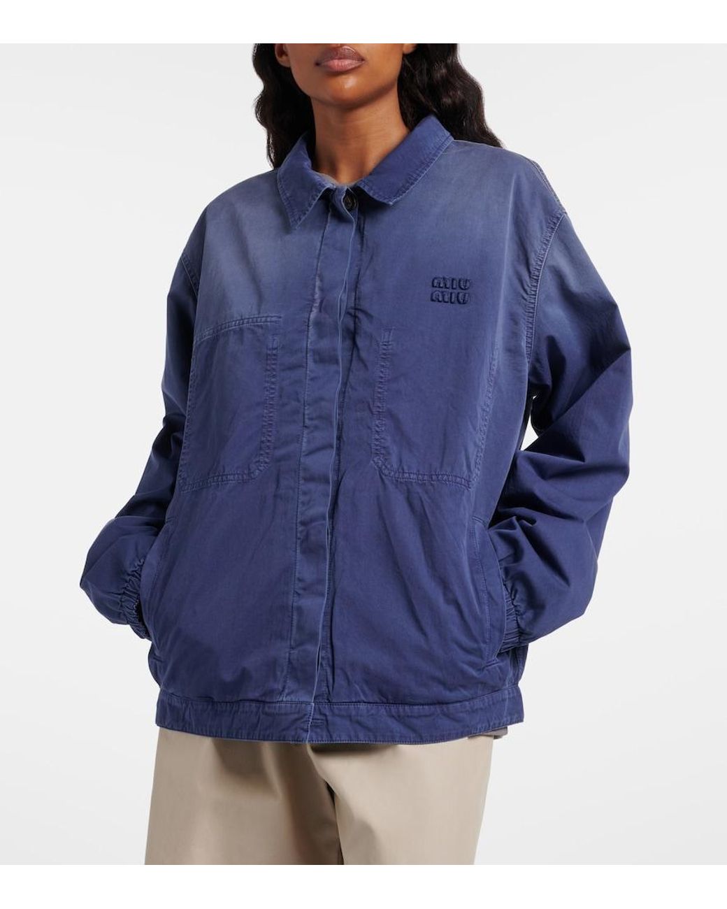 Miu Miu Blue Cotton Twill Blouson Jacket