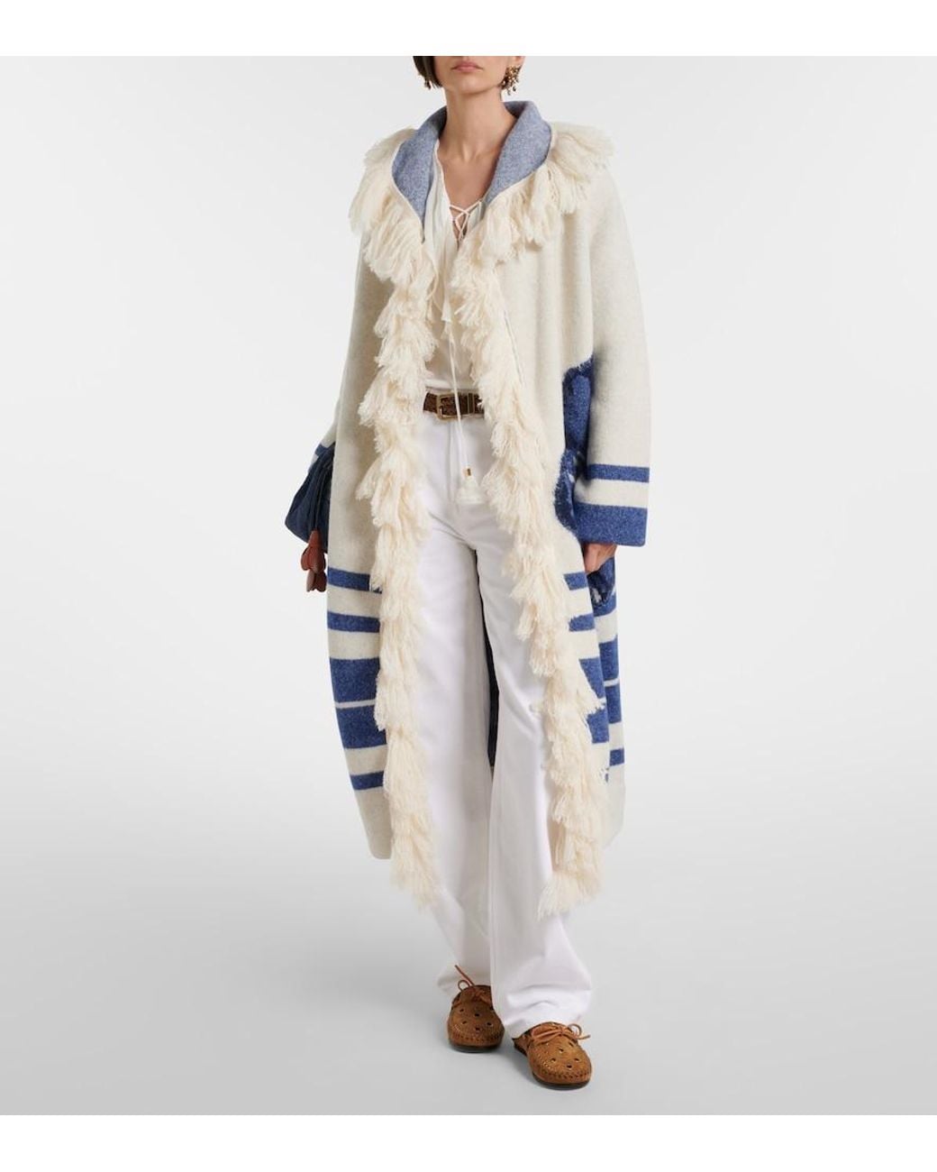 Dorothee Schumacher Blue Poppy Garden Fringed Jacquard Coat