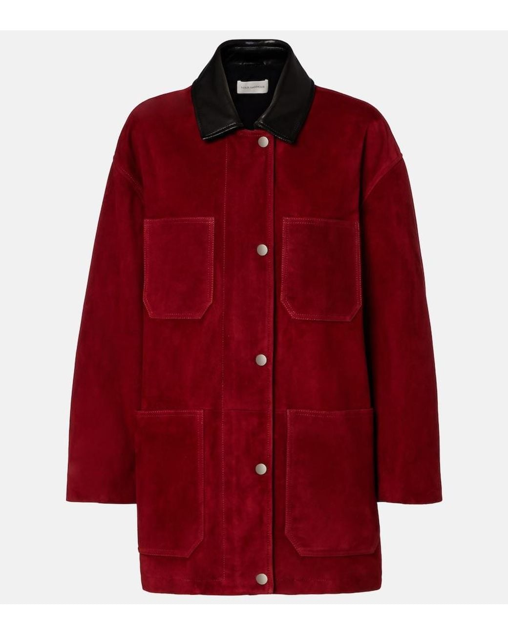 Nour Hammour Red Barn Leather-Trimmed Suede Jacket