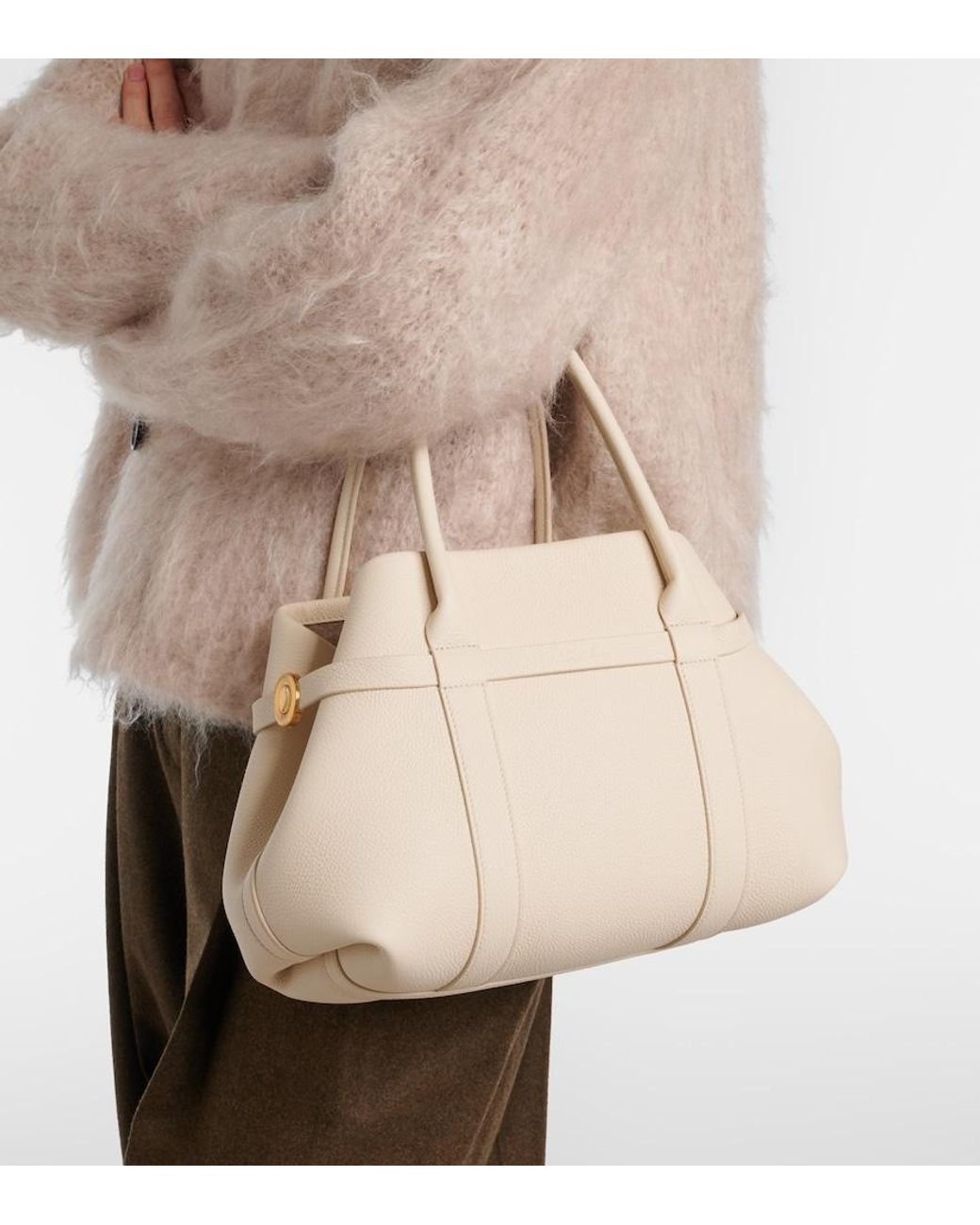Loro Piana Natural Ghiera Small Leather Shopper