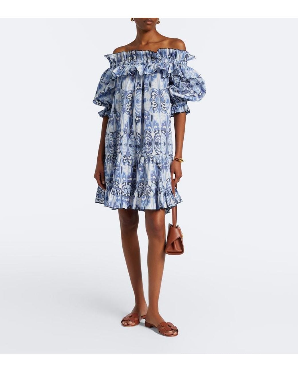 LaDoubleJ Blue Breakfast Printed Cotton Poplin Minidress