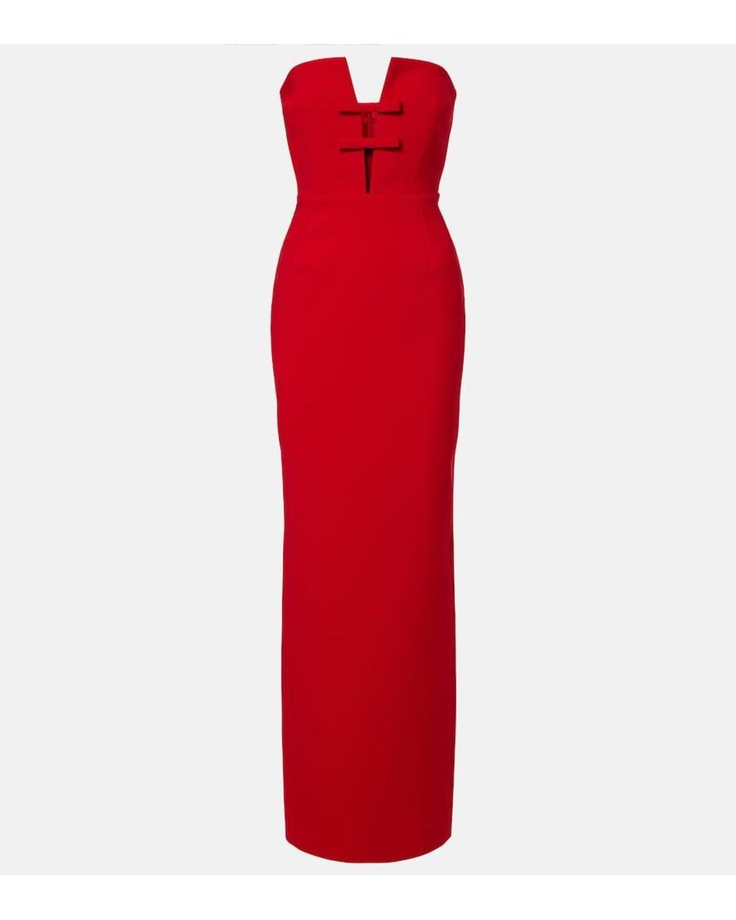 The New Arrivals Ilkyaz Ozel Red Noa Bow-Detail Strapless Gown