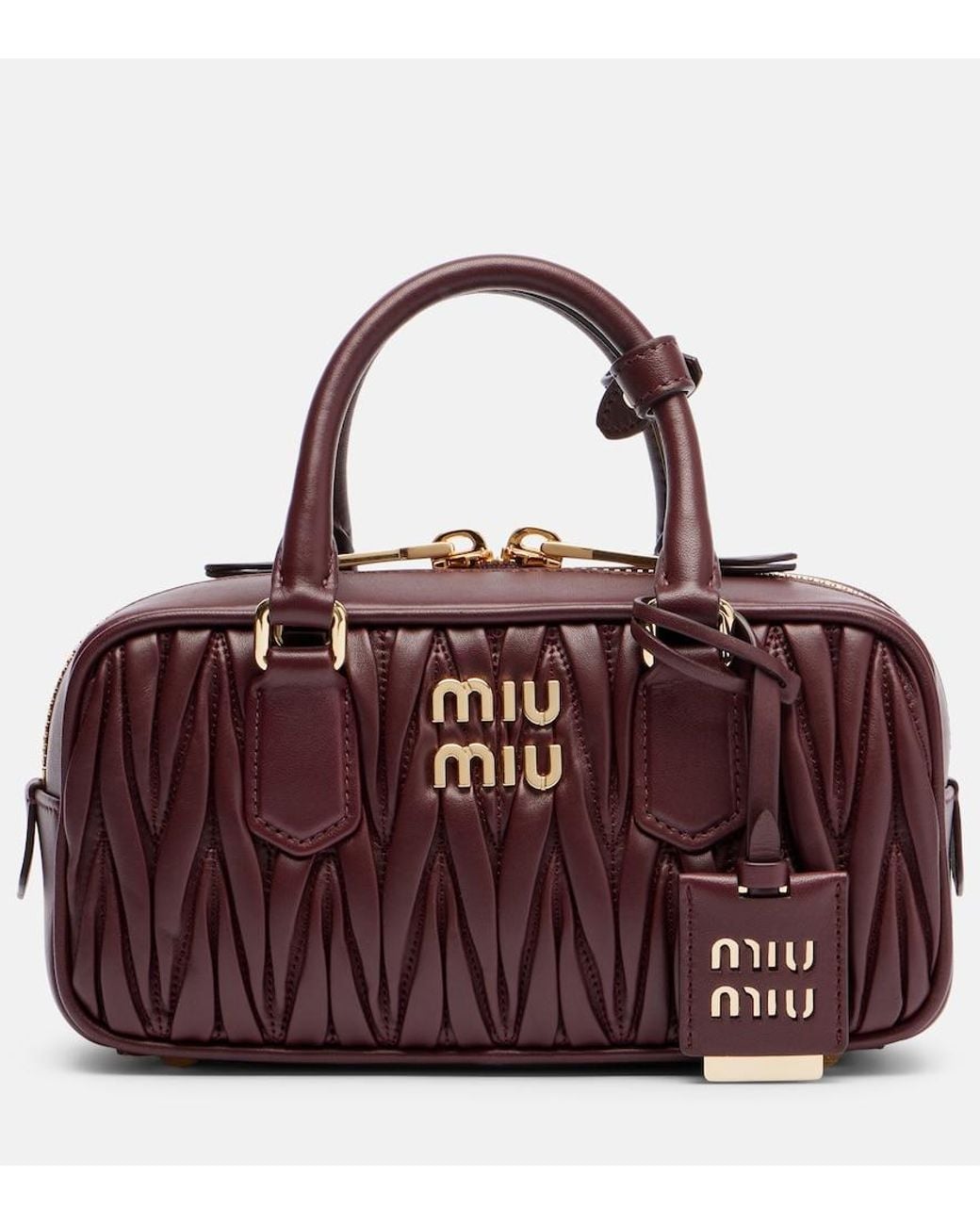 Miu Miu Red Arcadie Matelasse Leather Top-Handle Bag