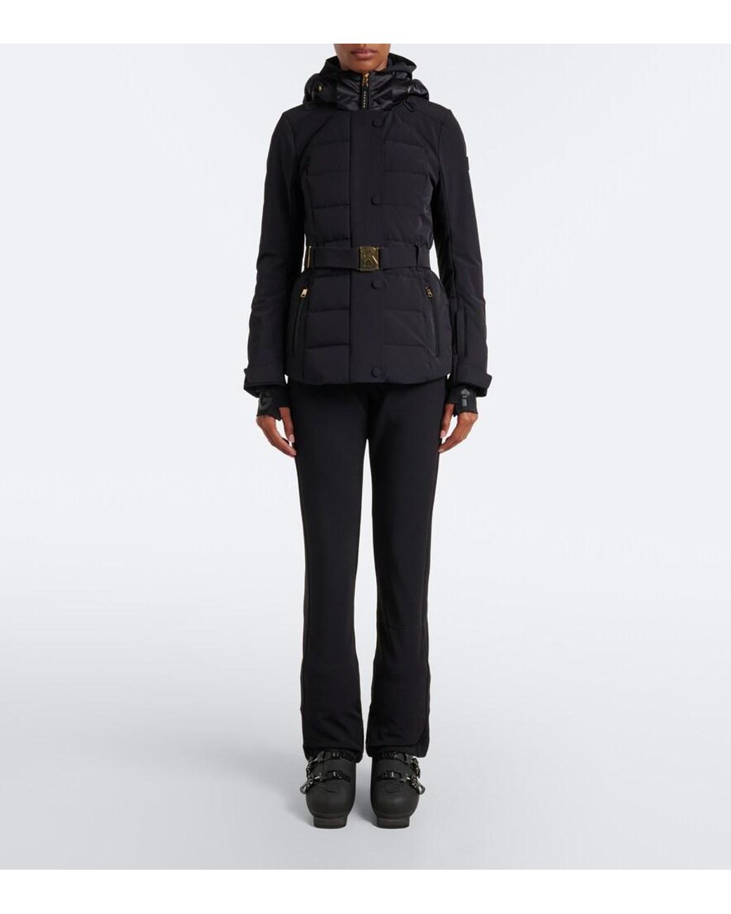 Bogner Black Elva Hooded Belted Ski Jacket