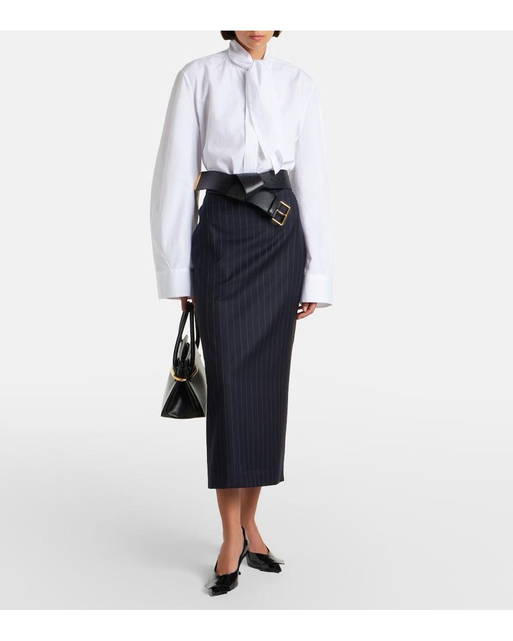 Givenchy White Tie-Neck Cotton Shirt