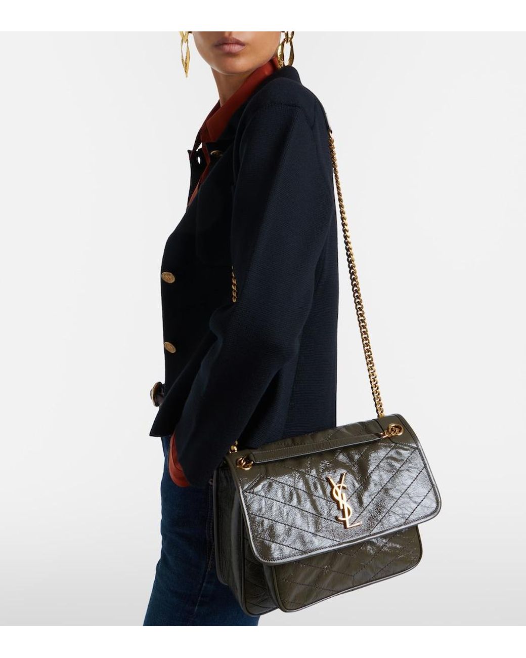Saint Laurent Black Niki Medium Leather Shoulder Bag
