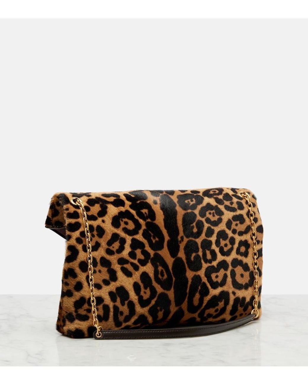 Saint Laurent Brown Cassandre Calf Hair Shoulder Bag