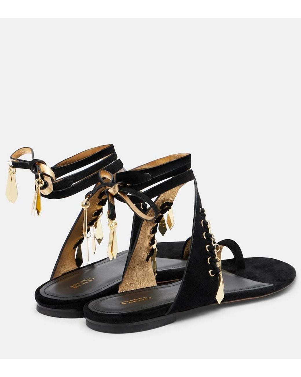 Isabel Marant Black Dreena Embellished Suede Sandals
