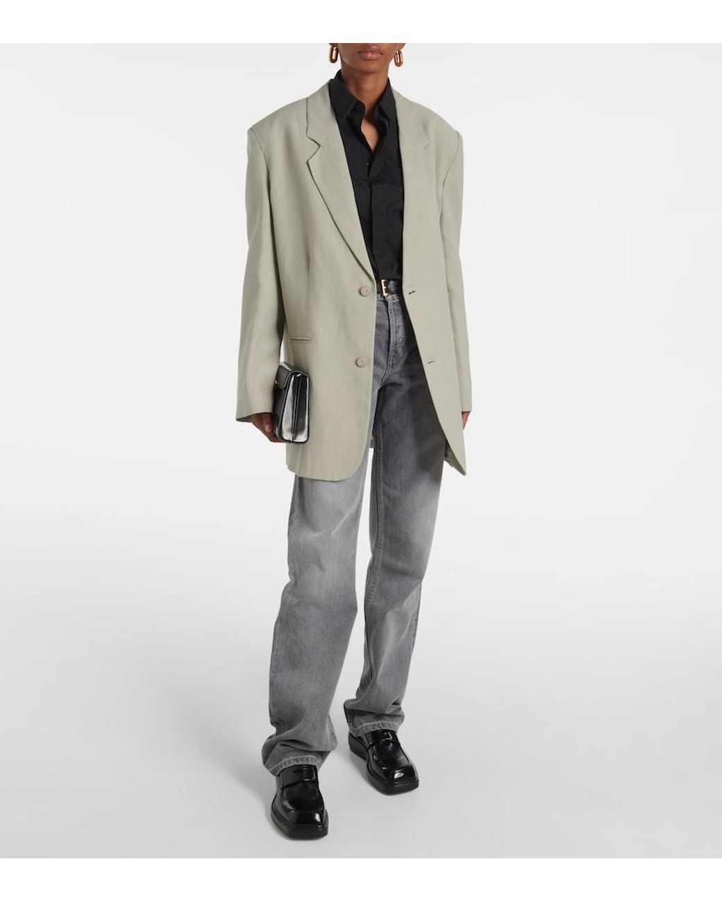 Re/done Gray High-Rise Straight Jeans