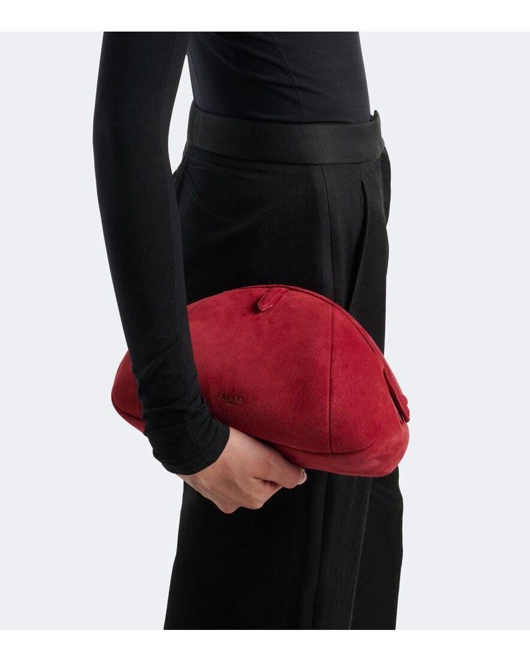 Alaïa Red Purse Small Suede Clutch