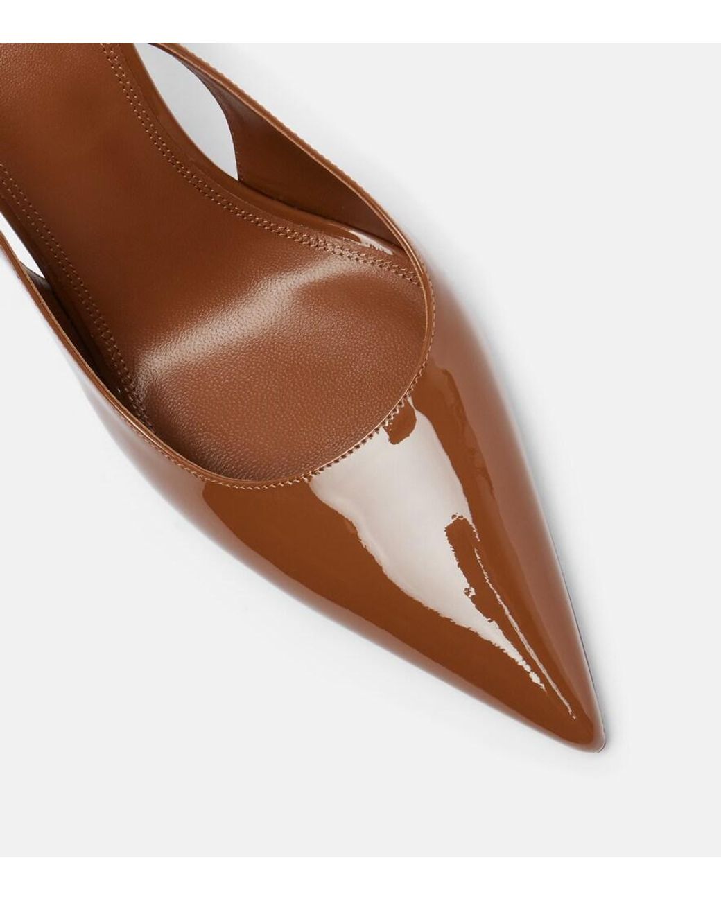 Paris Texas Brown Lidia 105 Patent Leather Slingback Pumps