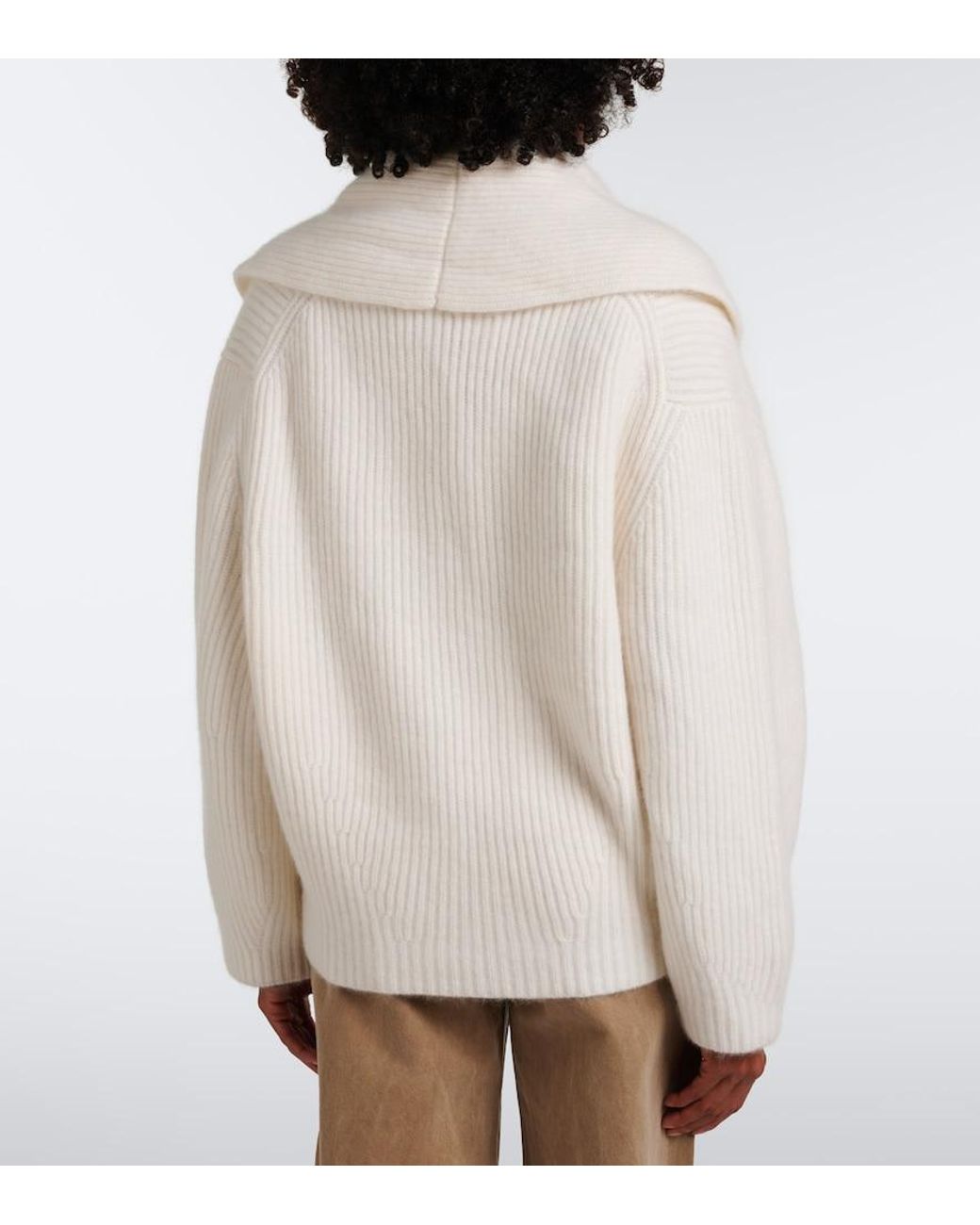 arch4 White Lucille Ribbed-Knit Cashmere Cardigan