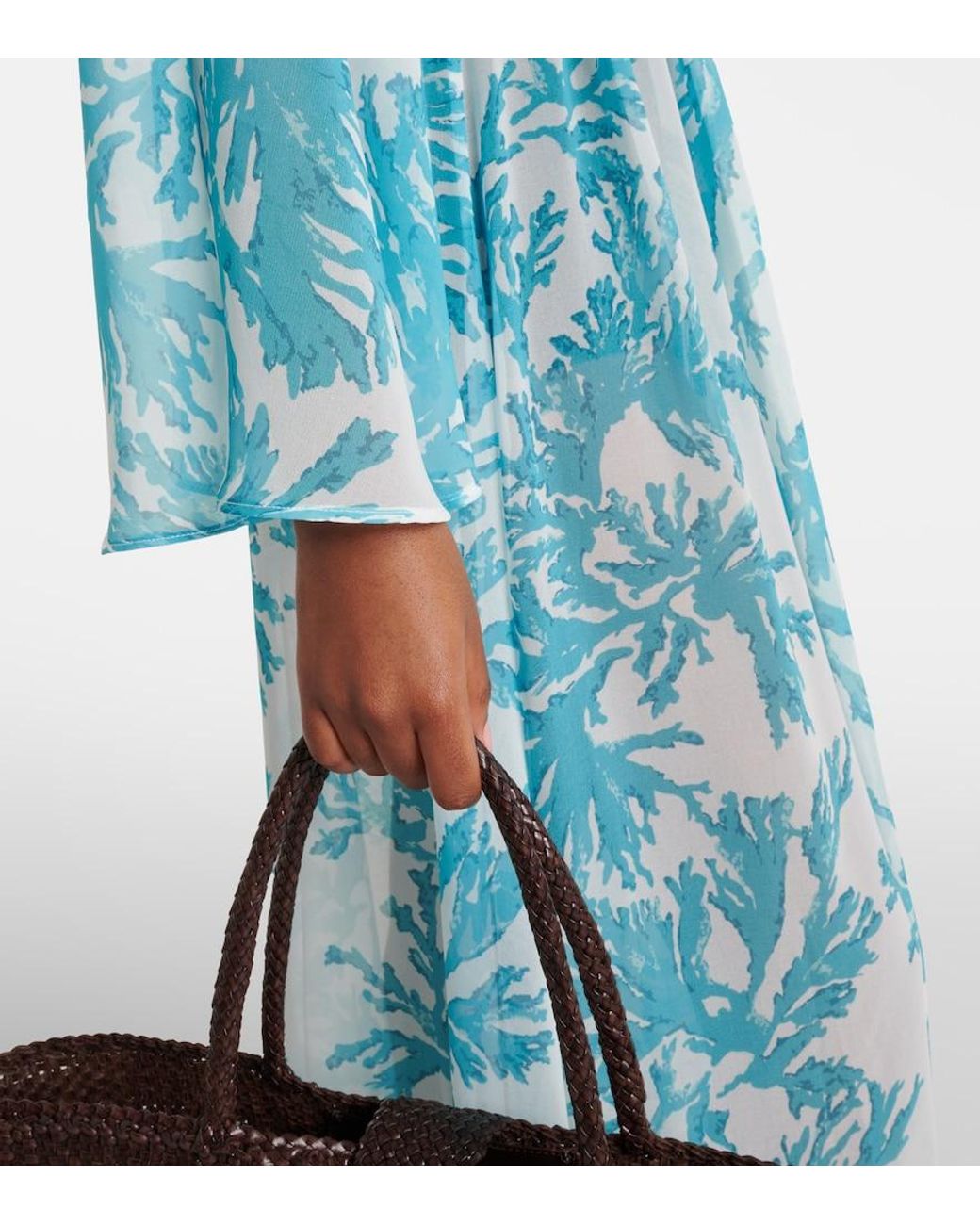 Alexandra Miro Blue Chloe Floral Georgette Kaftan