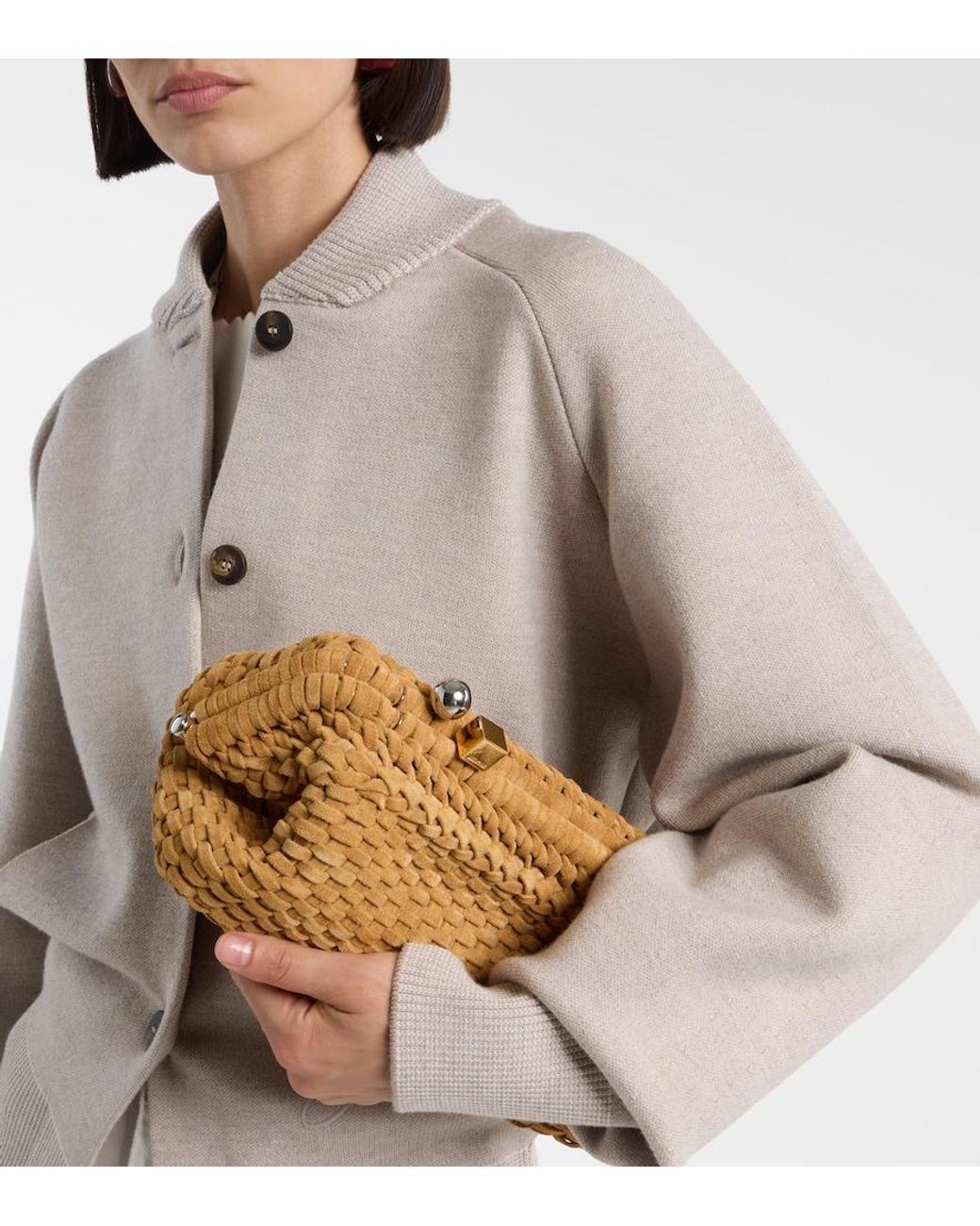 Jacquemus Natural Salon Woven Suede Clutch