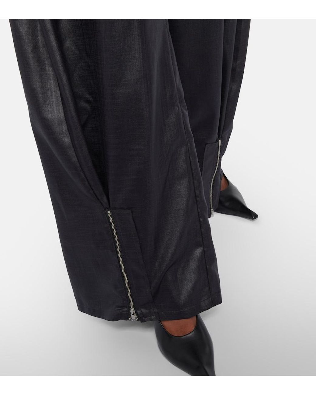 DIDU Blue Zip-Detail Silk Wide-Leg Pants