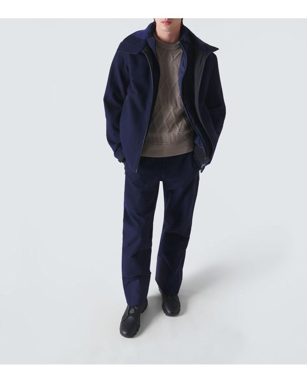 Zegna Blue Cashmere Ski Salopettes for men