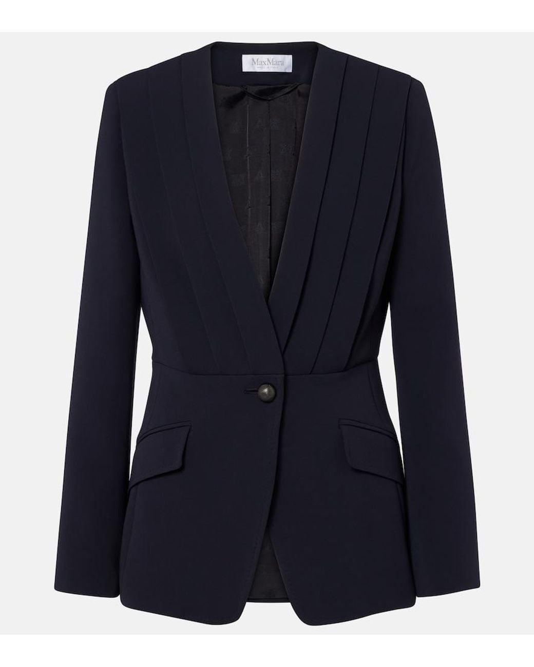 Max Mara Blue Pleated Cady Blazer