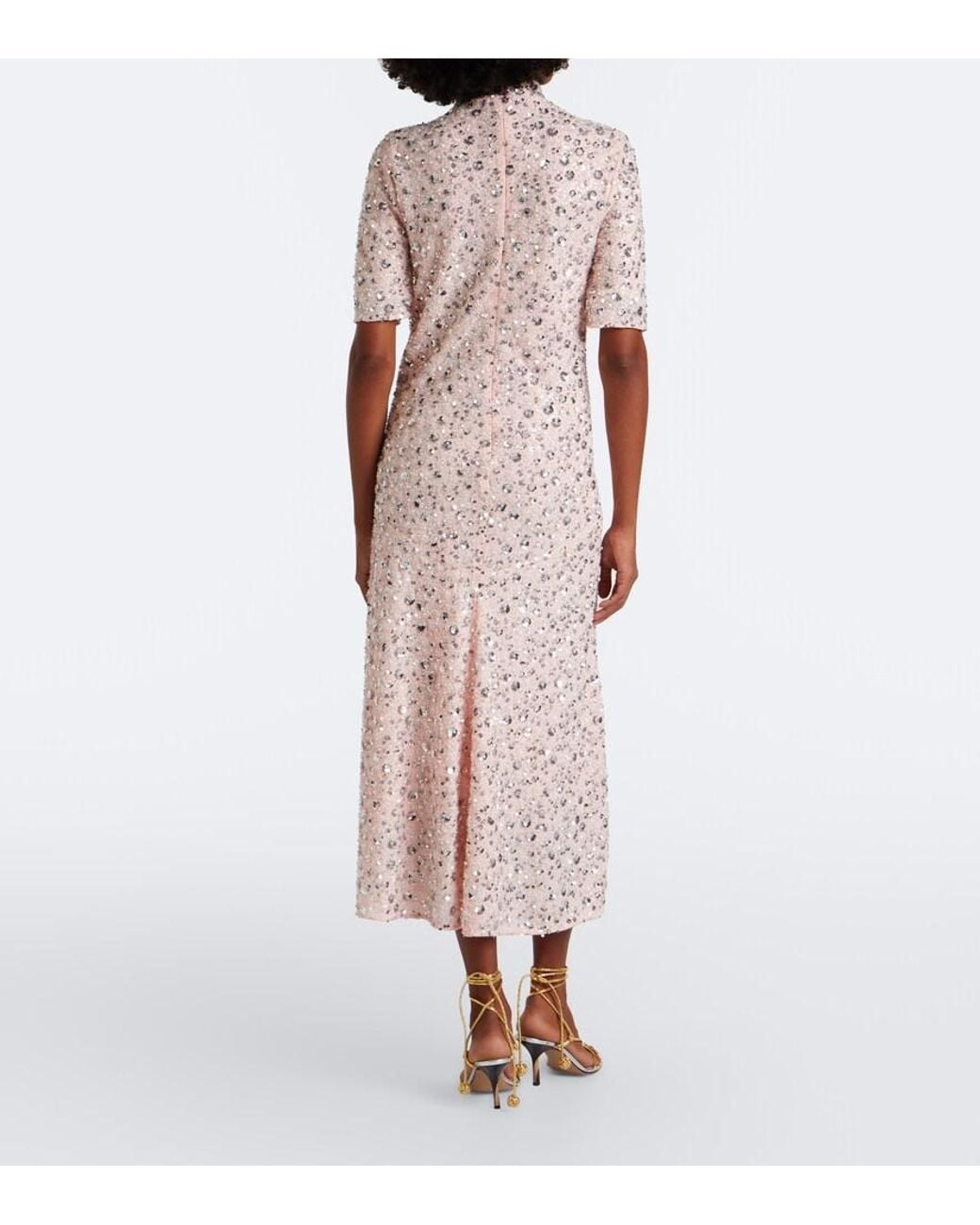 Rabanne Pink Sequined Midi Dress