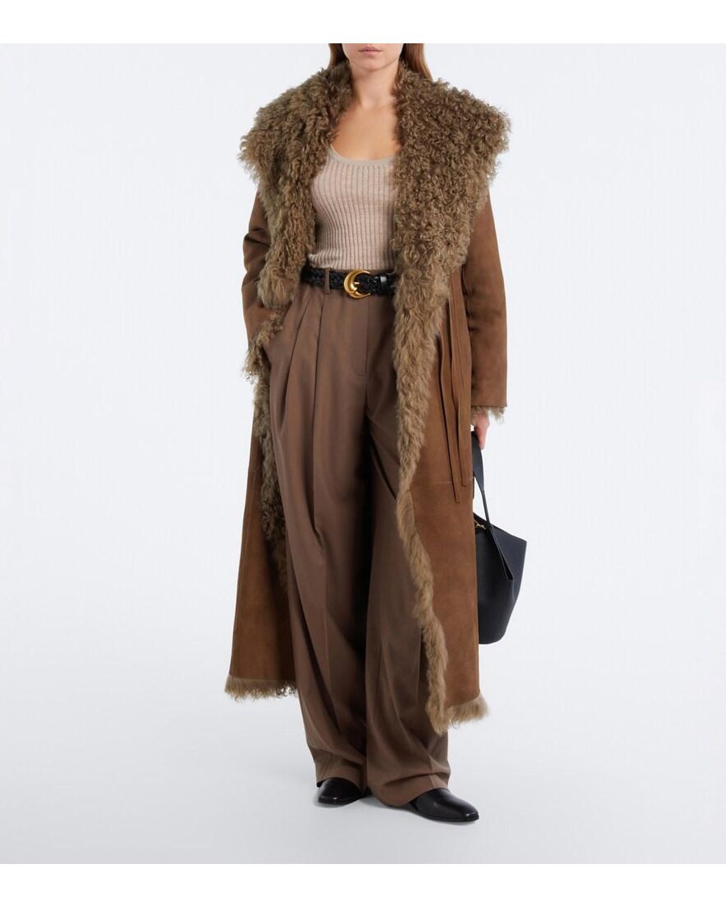 Ralph Lauren Brown Clarice Wool-Blend Wide-Leg Pants