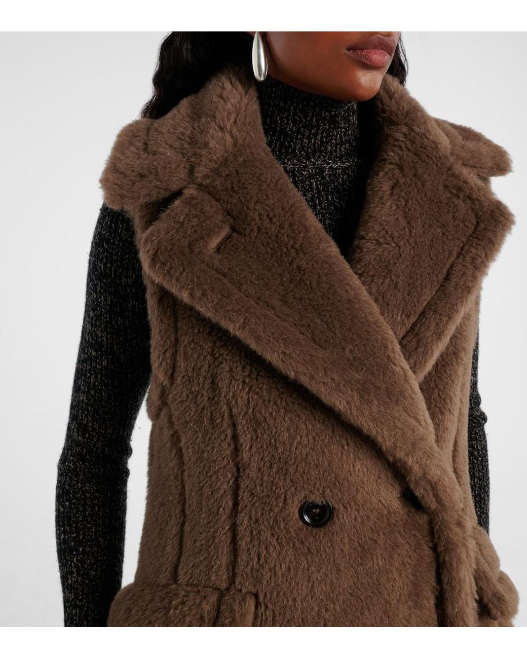 Max Mara Brown Alpaca, Wool, And Silk Teddy Coat