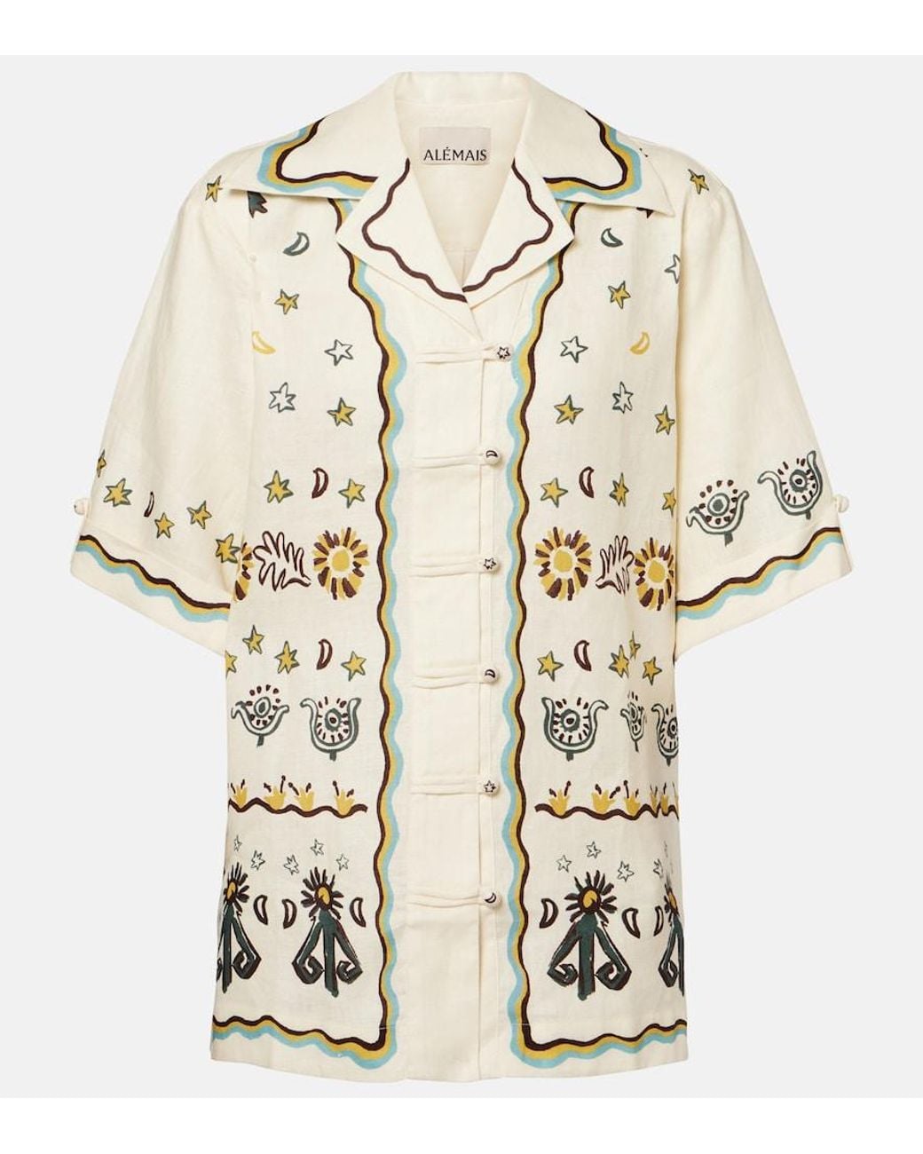 ALÉMAIS Metallic Antoinette Printed Linen Shirt