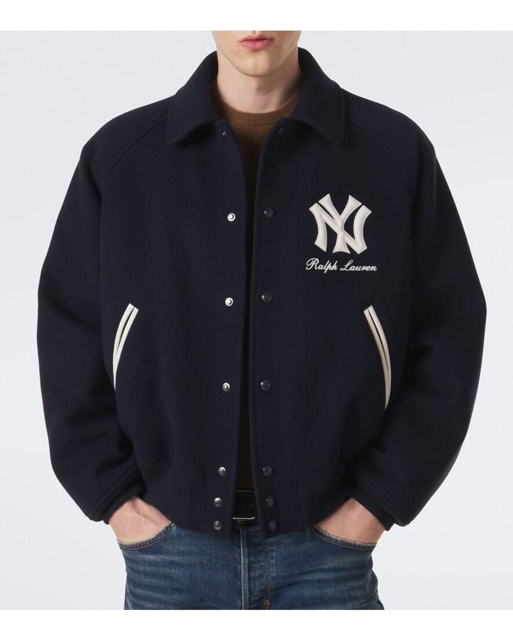 Ralph Lauren Blue X Mlb Shearling-Lined Twill Blouson Jacket for men