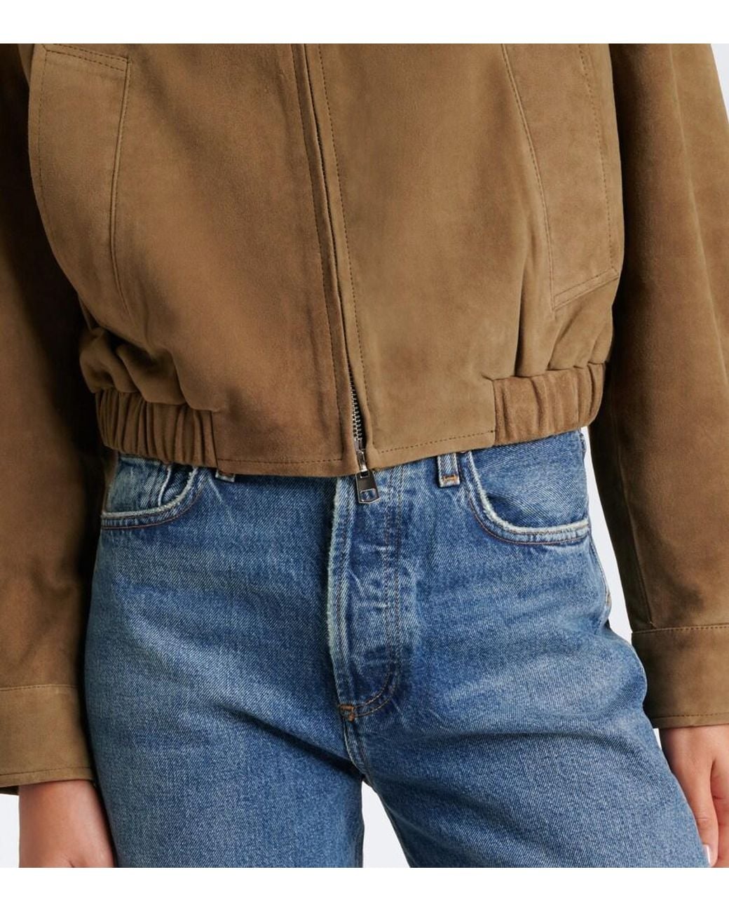 Agolde Green Nahla Cropped Suede Jacket