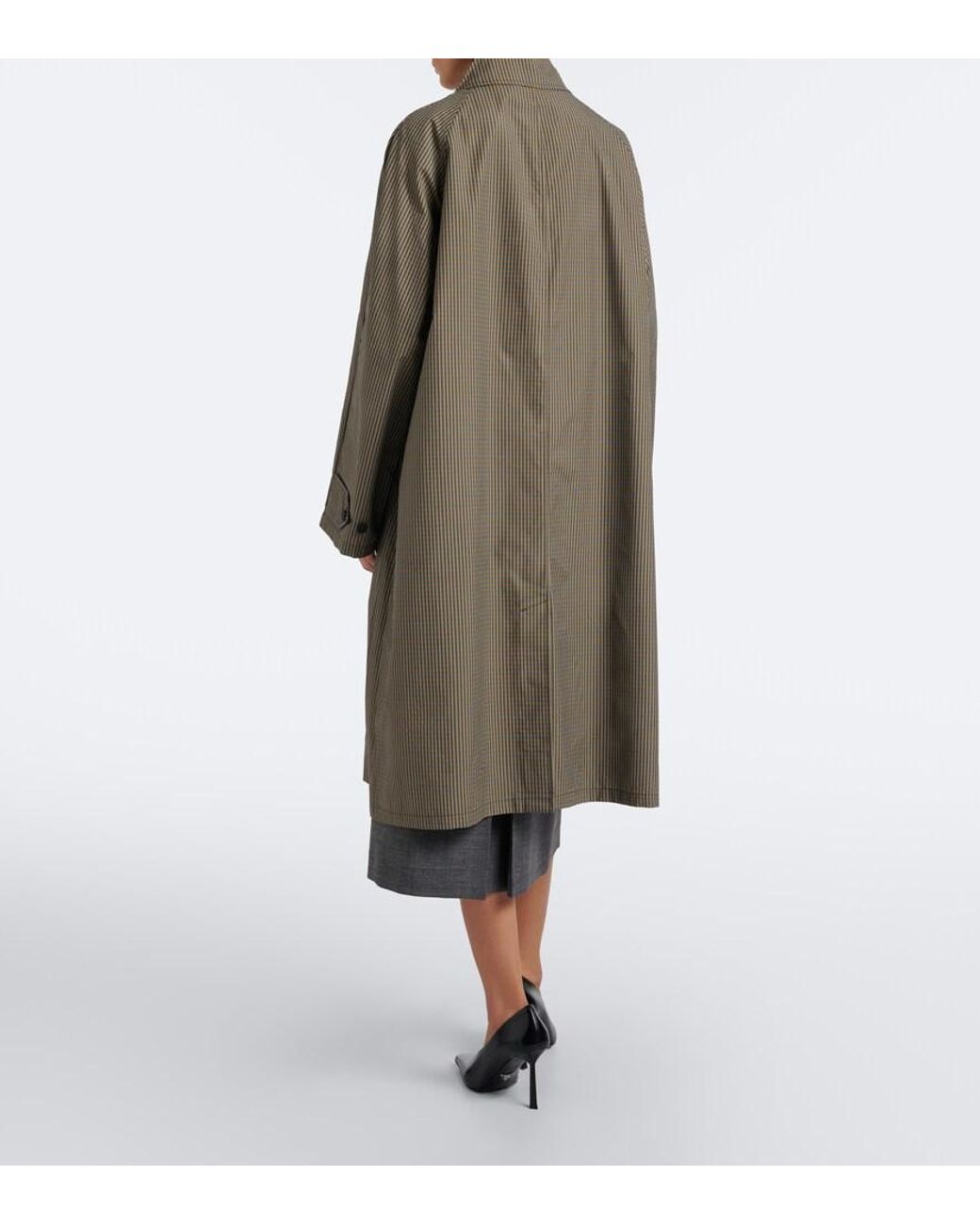Prada Gray Checked Technical Trench Coat
