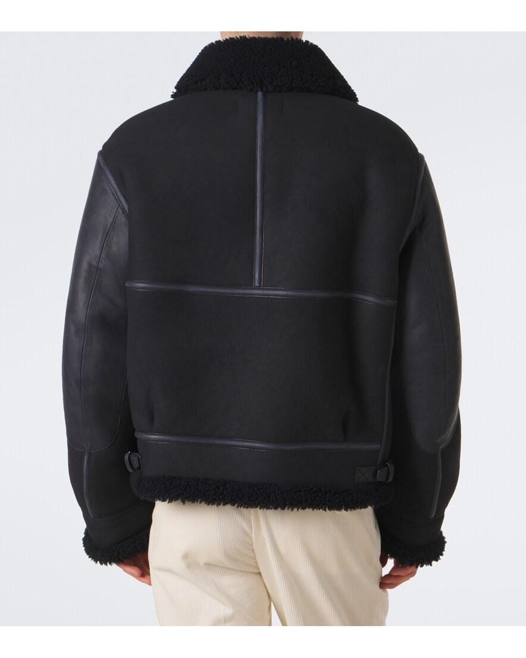 Ralph Lauren Black Lutton Shearling-Lined Leather Jacket for men