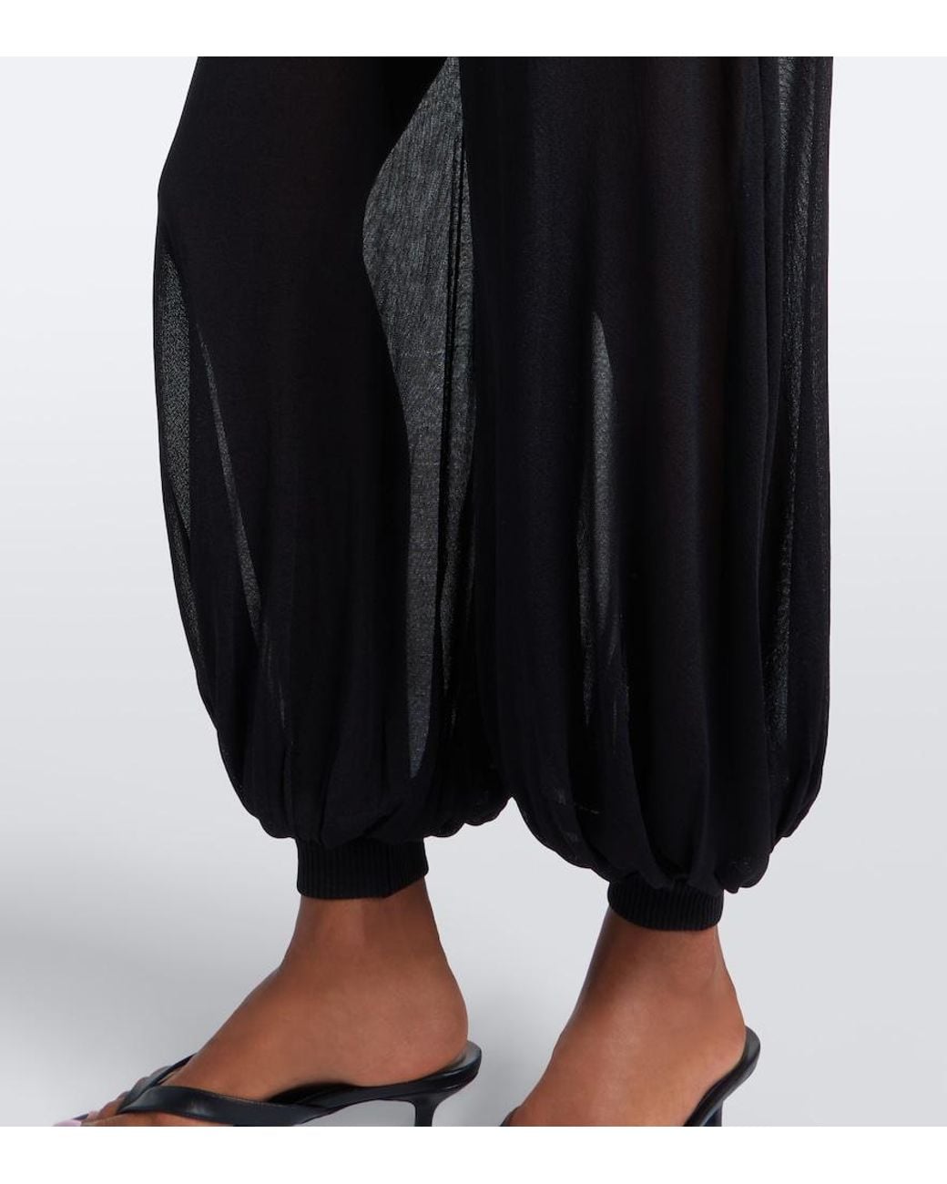 Jonathan Simkhai Black Flora Sheer Knit Balloon Pants