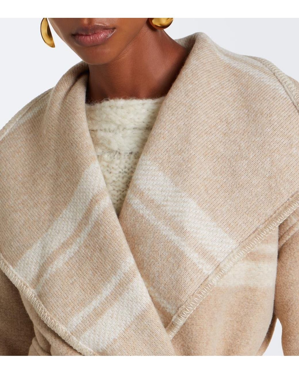 Isabel Marant Natural Brea Striped Wrap Coat
