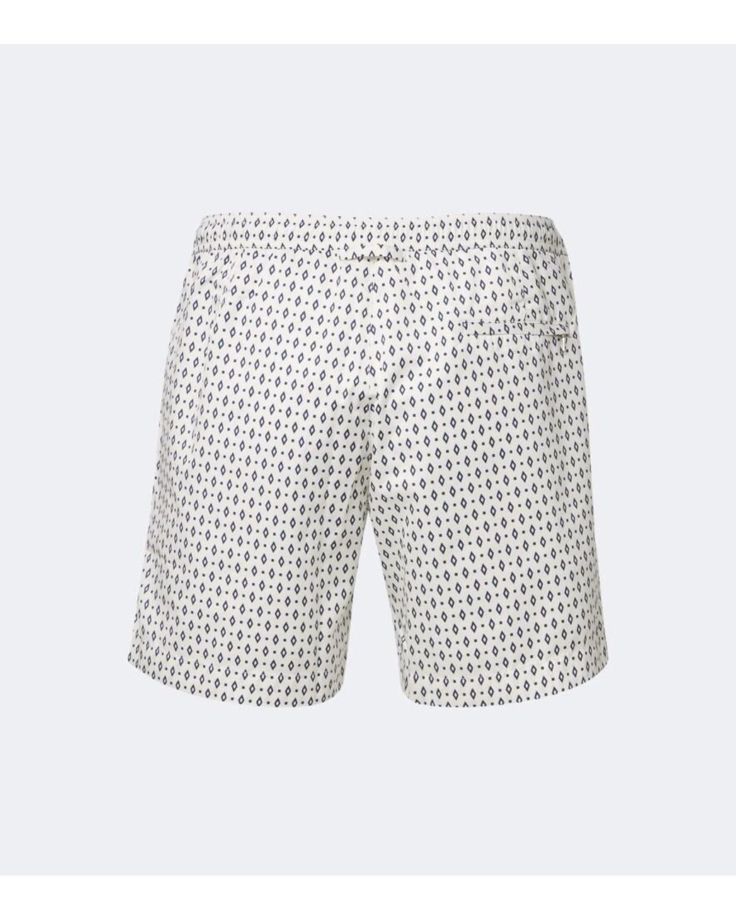 Orlebar Brown White Bulldog Printed Swim Trunks for men