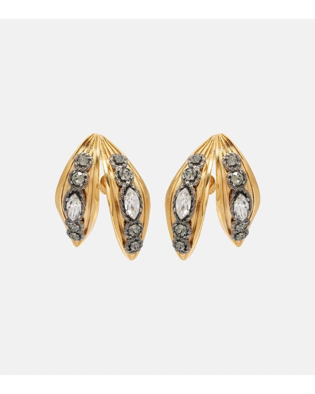 Balenciaga Metallic Bloom Crystal-Embellished Earrings