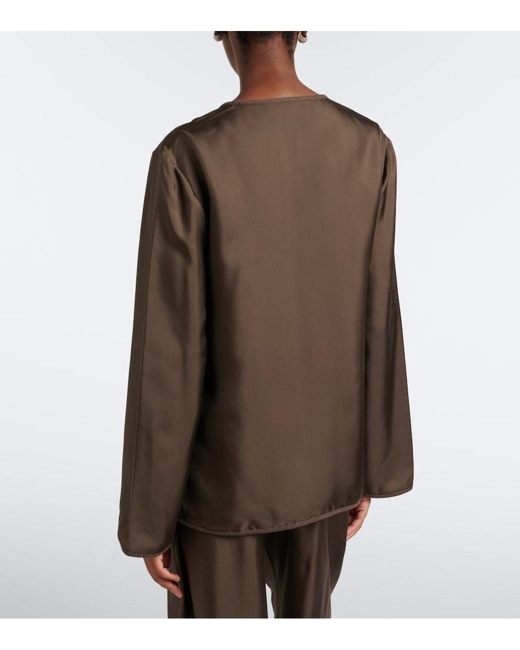 Rohe Brown Oversized Silk Blouse
