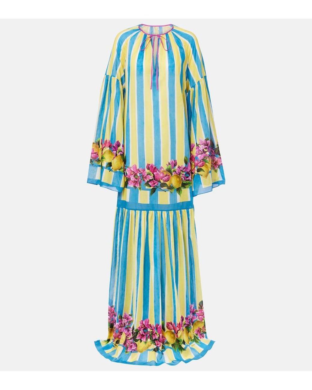 Dolce & Gabbana Blue Striped Cotton Kaftan