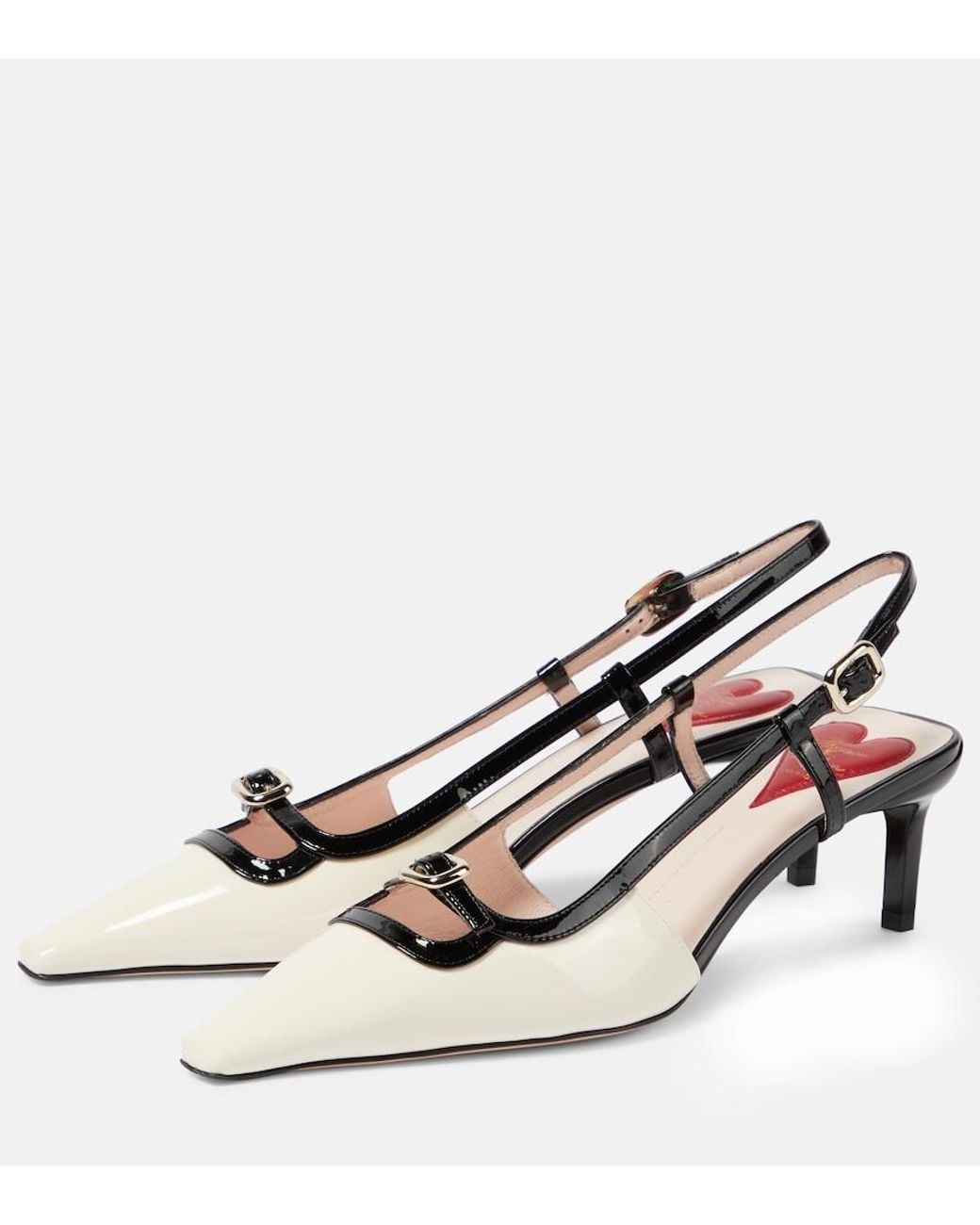 Roger Vivier White Patent Leather Slingback Flats