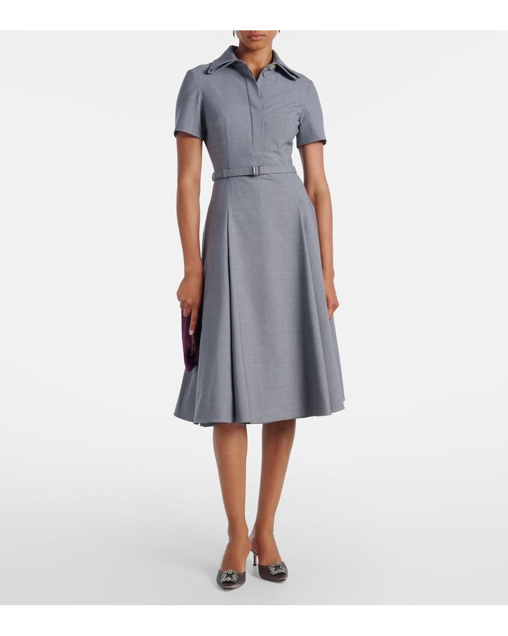 Emilia Wickstead Gray Iwona Belted Midi Dress