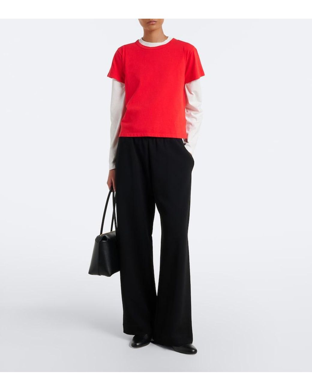 Leset Black Arielle Crepe Wide-Leg Pants