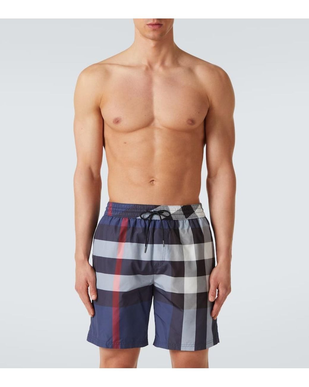Burberry Blue Check Swim Shorts for men